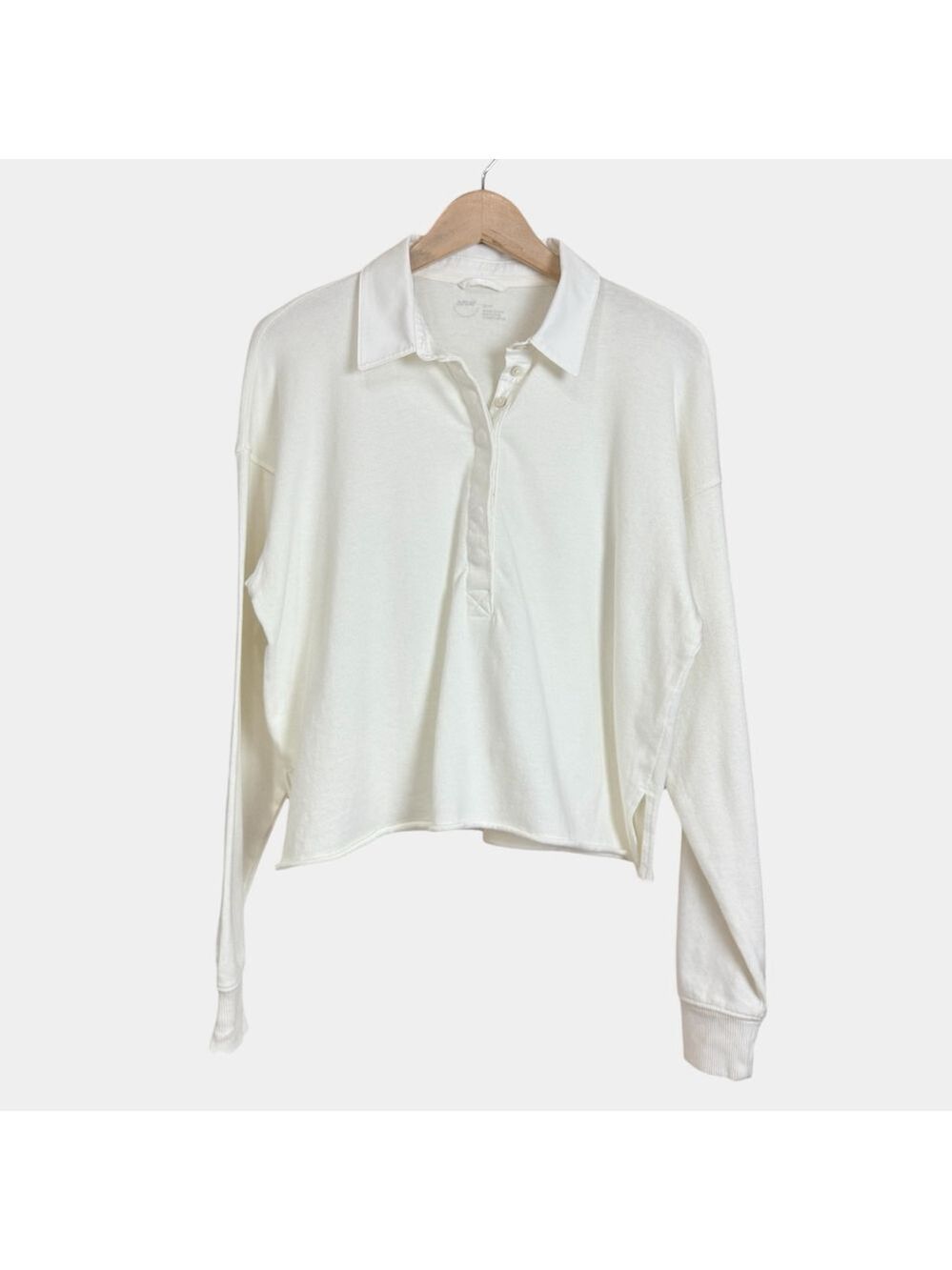 Aerie Collared Sweatshirt White Longsleeves, Casual Top, Sz XS - Picture 7 of 16